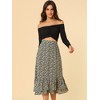 INSPIRE CHIC Women's Chiffon Elastic Waist Ruffle Tiered Flowy Midi Floral Printed Skirts - 4 of 4