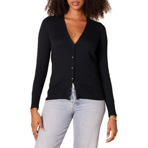 Women's Lightweight V-Neck Cardigan Sweater Soft Knit Button Front Long Sleeve Open Front Casual Comfortable Sweaters Top - 1 of 4