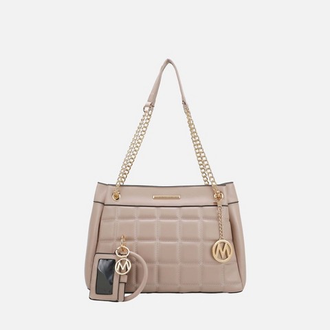 MKF Collection Shoulder Bag Quilted Set with Card Holder, Mabel | MKF Collection by Mia K - Taupe