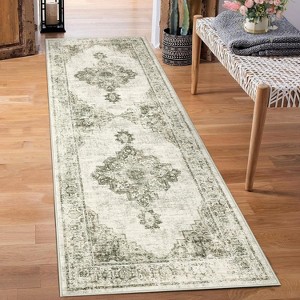 Acekool 2x6 Runner Rug, Washable Vintage Distressed Non Slip Low Pile Carpet, Soft Hallway Kitchen Bedroom Entryway Long Rug - 1 of 3