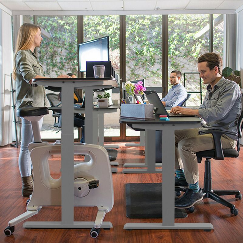 Costway Hand Crank Sit to Stand Desk Frame Height Adjustable Standing Base Black/Grey/White, 4 of 11