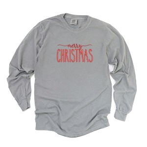 Simply Sage Market Women's Embroidered Merry Christmas Long Sleeve Garment Dyed Tee - 1 of 4
