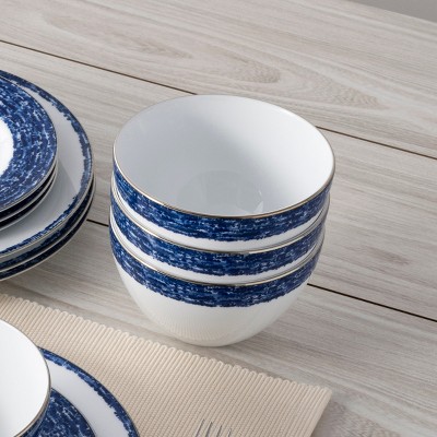 Blue and White Ceramic Cereal Bowls Set of 4
