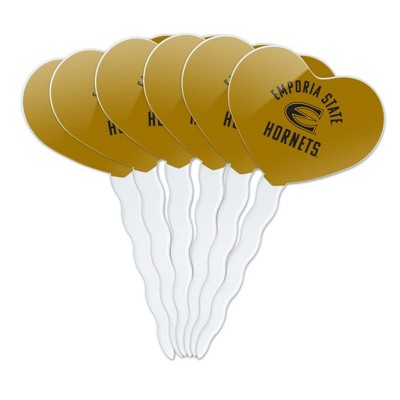 Emporia State University Hornets Heart Love Cupcake Picks Toppers Decoration Set of 6