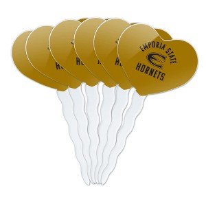 Emporia State University Hornets Heart Love Cupcake Picks Toppers Decoration Set of 6 - 1 of 4