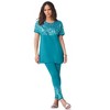 Roaman's Women's Plus Size Rhinestone Side-Seam Essential Stretch Legging - 3 of 4