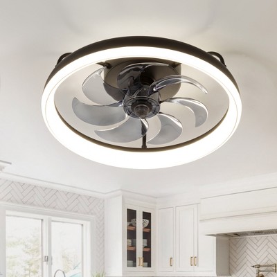 Airsurfer Flush Mount Ceiling Fan with Lights, Remote Control, 6-Speed Smart Low Profile Fan for Bedroom, Quiet Modern Indoor Fan