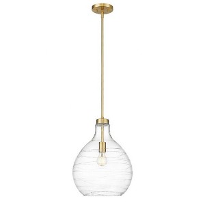 Bon Air 1-Light Pendant - Curvy Glass & Brushed Nickel, 100W, Dimmable, Damp Rated - 1 of 4