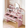 HYLEORY Vanity Desk with Mirror, Power Outlet and Light, Makeup Table with 3 Drawers,2 Color Modes Available for Bedroom - 4 of 4