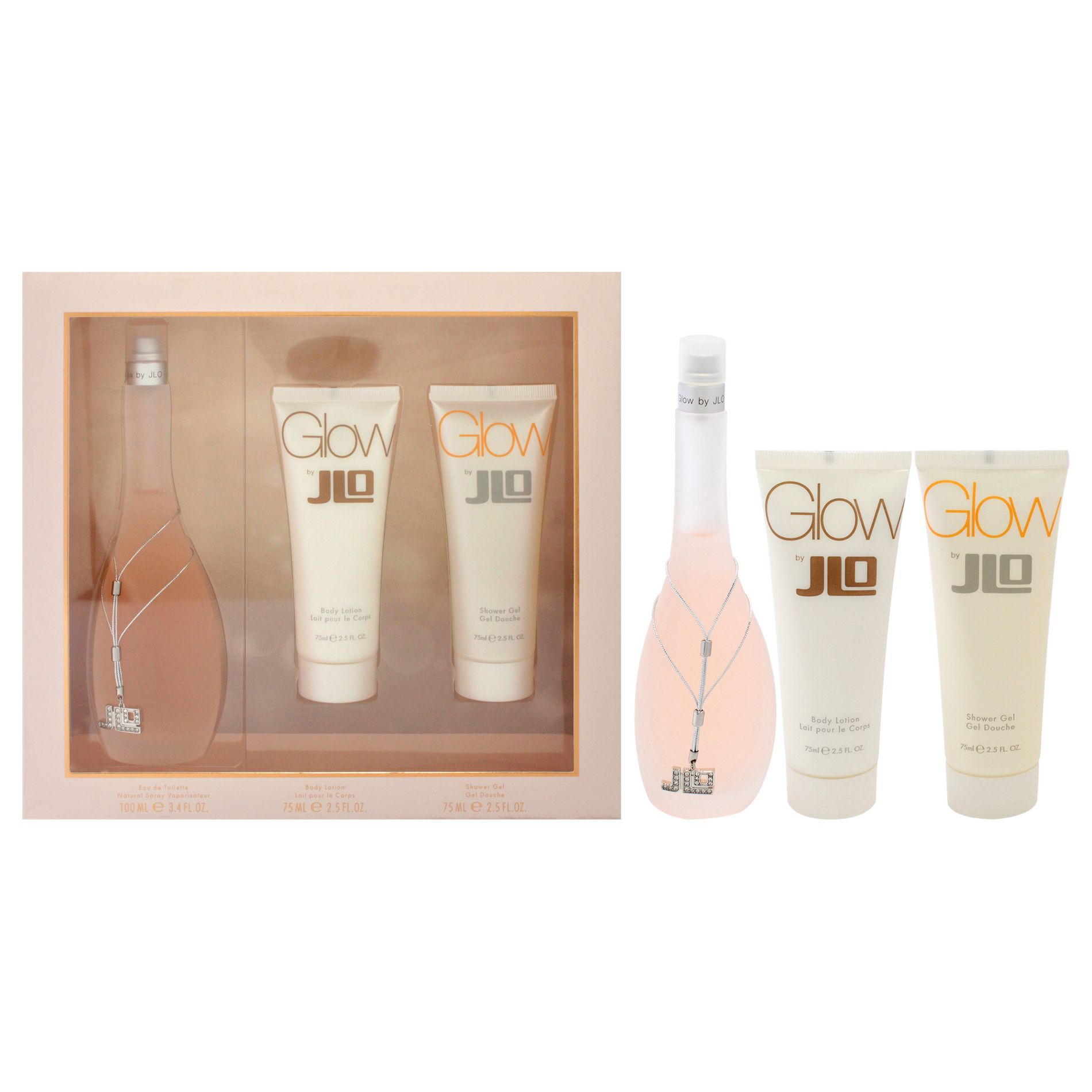 Glow by Jennifer Lopez for Women - 3 Pc Gift Set 3.4oz EDT Spray, 2.5oz Body Lotion, 2.5oz Shower Gel
