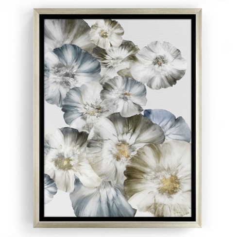 Americanflat - 16x20 Floating Canvas Champagne Gold - Azure Florals by Pi Creative Art