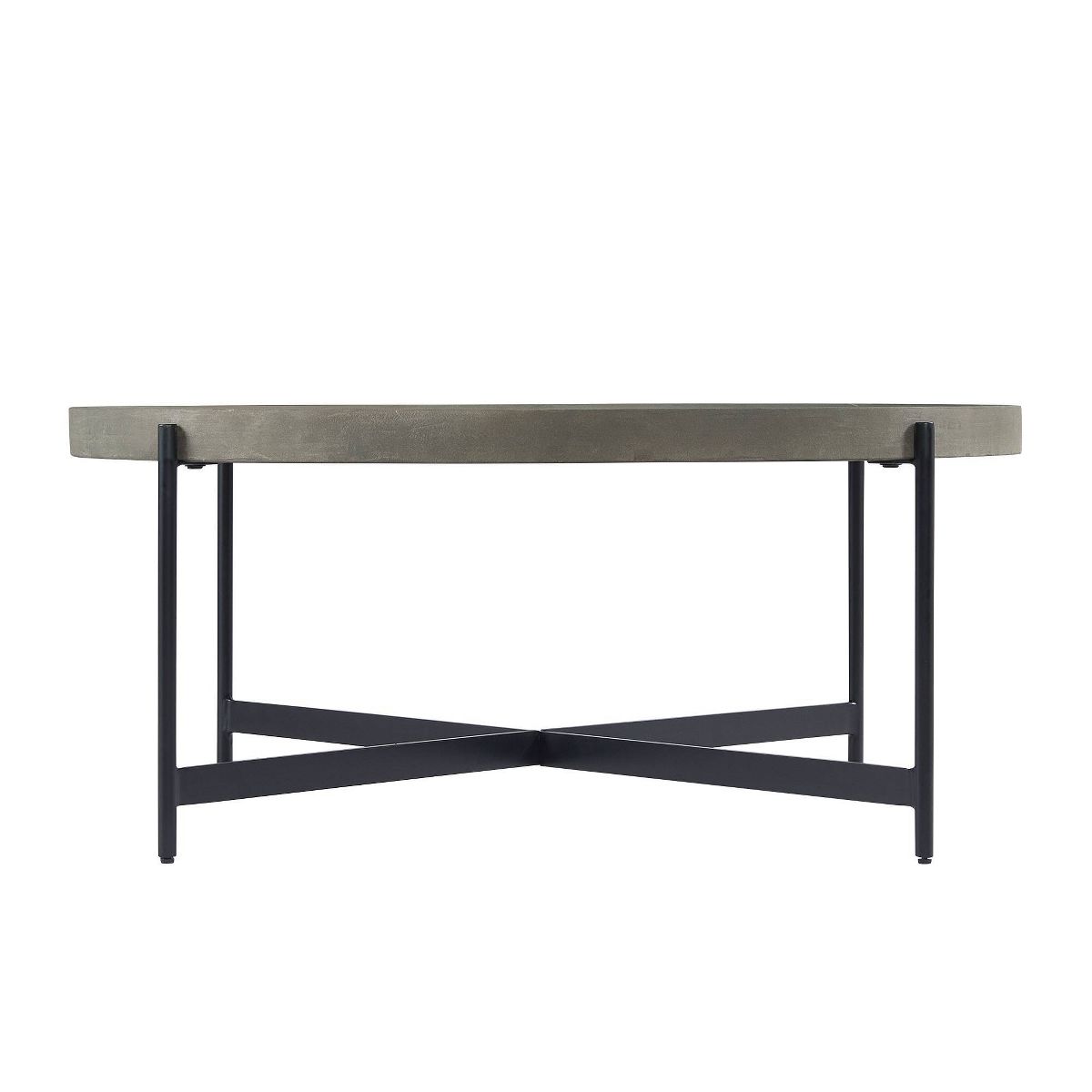 Alaterre Furniture 42" Brookline Round Coffee Table with X-Frame Metal Base - thumbnail 6