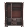 Keloyid Seusar Brownish Black Wood 46.3 in. Armoire with 2 Drawers, Mirror, Hanging Rod and Shelves - 4 of 4