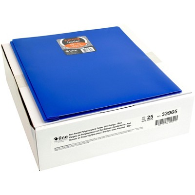 C-Line 2-Pocket Poly Portfolio with Prongs, Blue, Pack of 25
