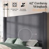 AMERLIFE Size 62" Corduroy Upholstered Bed Frame Extra Tall Wingback Headboard - 3 of 4