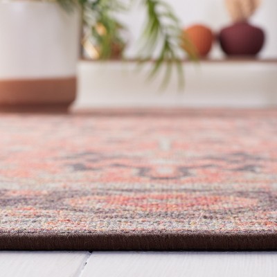 Journey Red and Navy Synthetic Washable Runner Rug