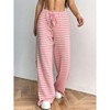 Womens Pants Casual Striped Elastic Waist Straight Leg Long Pants - 2 of 4