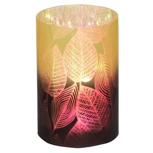 Transpac Glass 4.8 in. Multicolor Harvest Ombre Leaf Light Up Vase - 1 of 2