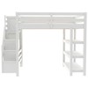 Merax Loft Bed with LED Light, Wardrobe and Ample Storage Space - 3 of 4