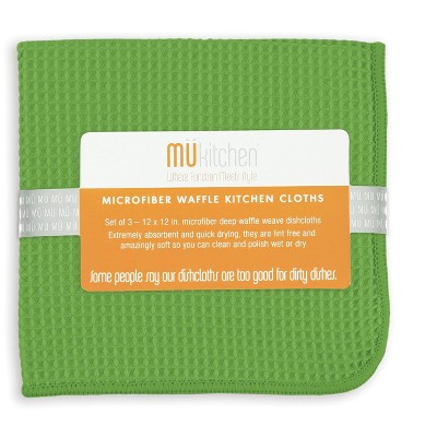 3pk Waffle Microfiber Dish Cloths Light Gray - Mu Kitchen : Target