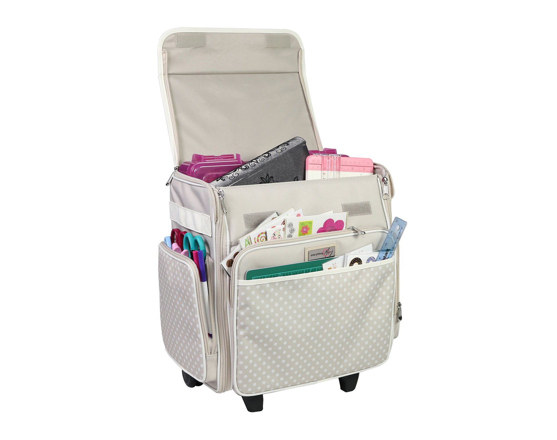 Everything Mary Collapsible Rolling Scrapbook & Featherweight Case, Tan Dot
