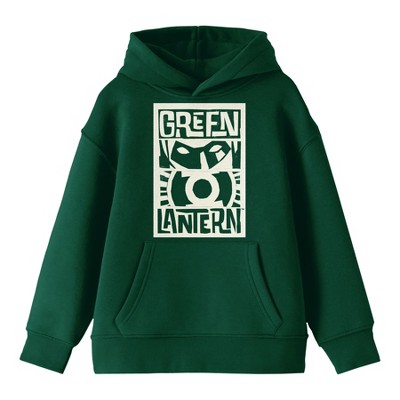 Green Lantern Boxed-In Typography With Character Boy’s Forest Green Sweatshirt