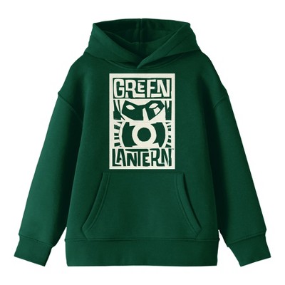 Green Lantern Boxed-In Typography With Character Boy's Forest Green Sweatshirt