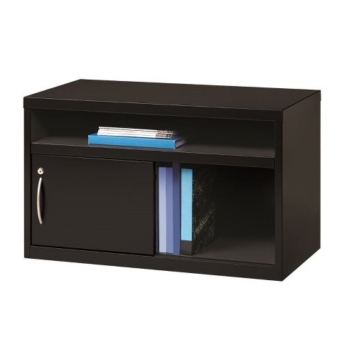 Steel Low Credenza File Cabinet With Door In Black Hirsh