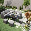 7-Pc Outdoor Patio Set - All-Weather Rattan Sectional w/Plastic Wood Table for Backyard/Poolside - 2 of 4