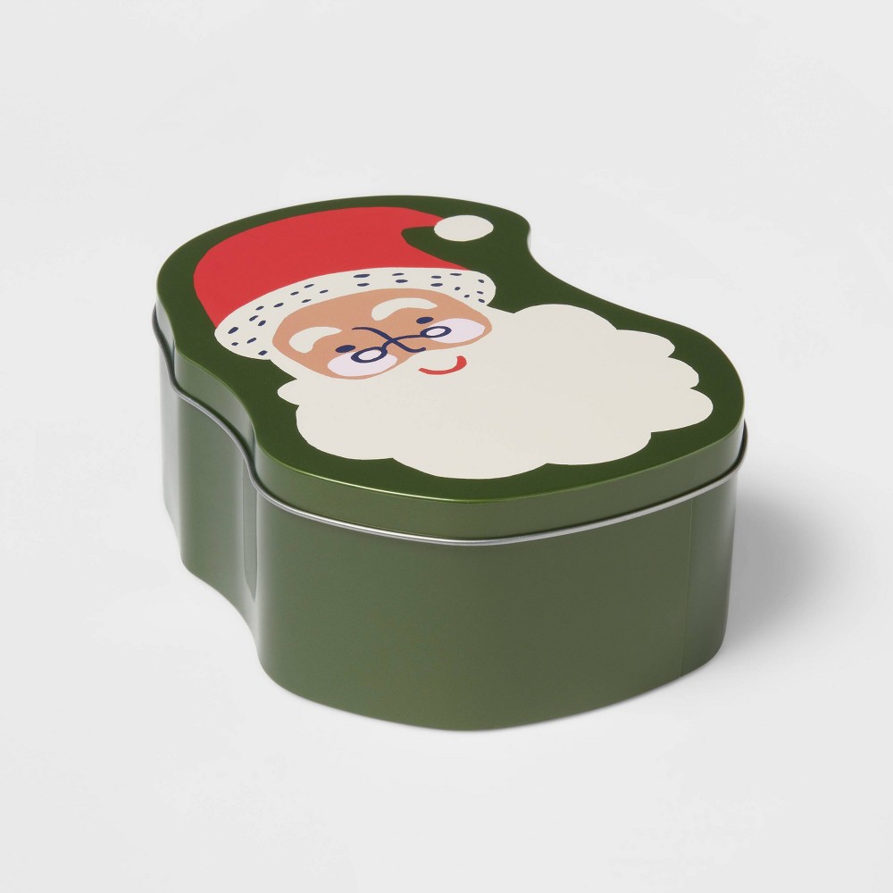 Figural Santa Tin Olive Green - Wondershop