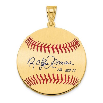 Black Bow Jewelry 14K Gold Plated Roberto Alomar Signature MD Enamel Baseball Pendant