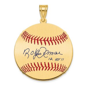 Black Bow Jewelry 14K Gold Plated Roberto Alomar Signature MD Enamel Baseball Pendant - 1 of 4