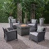 Christopher Knight Home Raina Outdoor Wicker 5 Piece Club Chair and Fire Pit Set with Cushion - 2 of 4