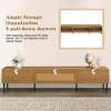 70.86 Inch Natural Wood Colored TV Stand for TVs up to 80 Inches TV Cabinet with Metal Legs for Living Room Home Theatre - 4 of 4