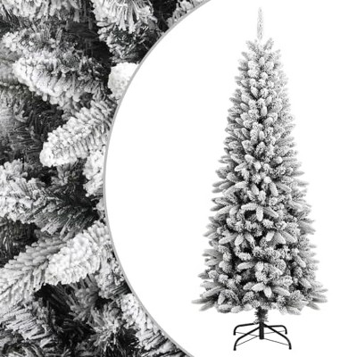 vidaXL 70.9" Artificial Christmas Tree with Flocked Snow, PVC/PE & Steel Construction