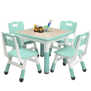 Kids Table and Chairs Set, Height Adjustable Desk with 4 Seats for Ages 2-10,Arts & Crafts Table,Graffiti Desktop, Non-Slip Legs - 1 of 4