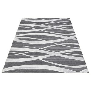 COZONY Machine Washable Area Rug — Modern Wave Distressed Design, Low Pile Carpet with Non-Slip Backing for Living Room, Bedroom & Nursery - 1 of 4