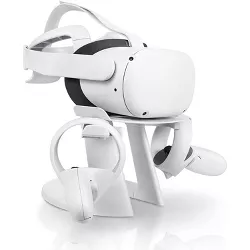 Wasserstein VR Headset Stand Controllers Holder Gaming Accessories for Meta Oculus Quest , Quest 2, and Rift S (White)