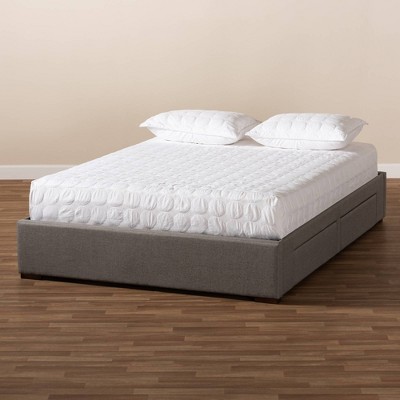 Leni King-Sized Light Grey Upholstered Bed Frame with Storage Drawers