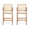 RISOKEYS 27" Bar Stool - Woven Cane Backrest, Padded Fabric Seat, Rubberwood Frame, Set of 2 Rattan Counter Stools for Kitchen - 2 of 4