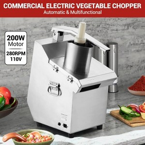 110V Multifunction Food Slicer Dicer with 5 Blades for 2mm & 4mm Slices, 3mm/4mm/7mm Shred, Commercial Stainless Steel Veggie Cutter for Onion Potato - 1 of 4