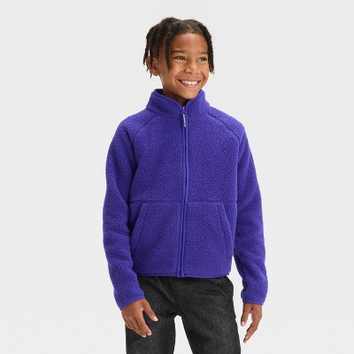 Kids Solid Fleece Jacket Cat Jack Purple M Target