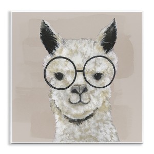 Stupell Industries Happy Alpaca Glasses Portrait Wall Plaque Art - 1 of 4