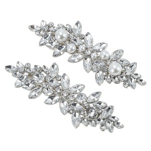 Unique Bargains Grace Crystal Set Style 3 Hair Barrettes Silver Tone 1 Pc - 1 of 4