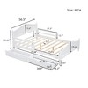 Twin/Full Size Wooden Bed Frame, Platform Bed Frame with 2 Storage Drawers and Guardrail, Wood Slats Support, No Box Spring Needed Wh - 3 of 4