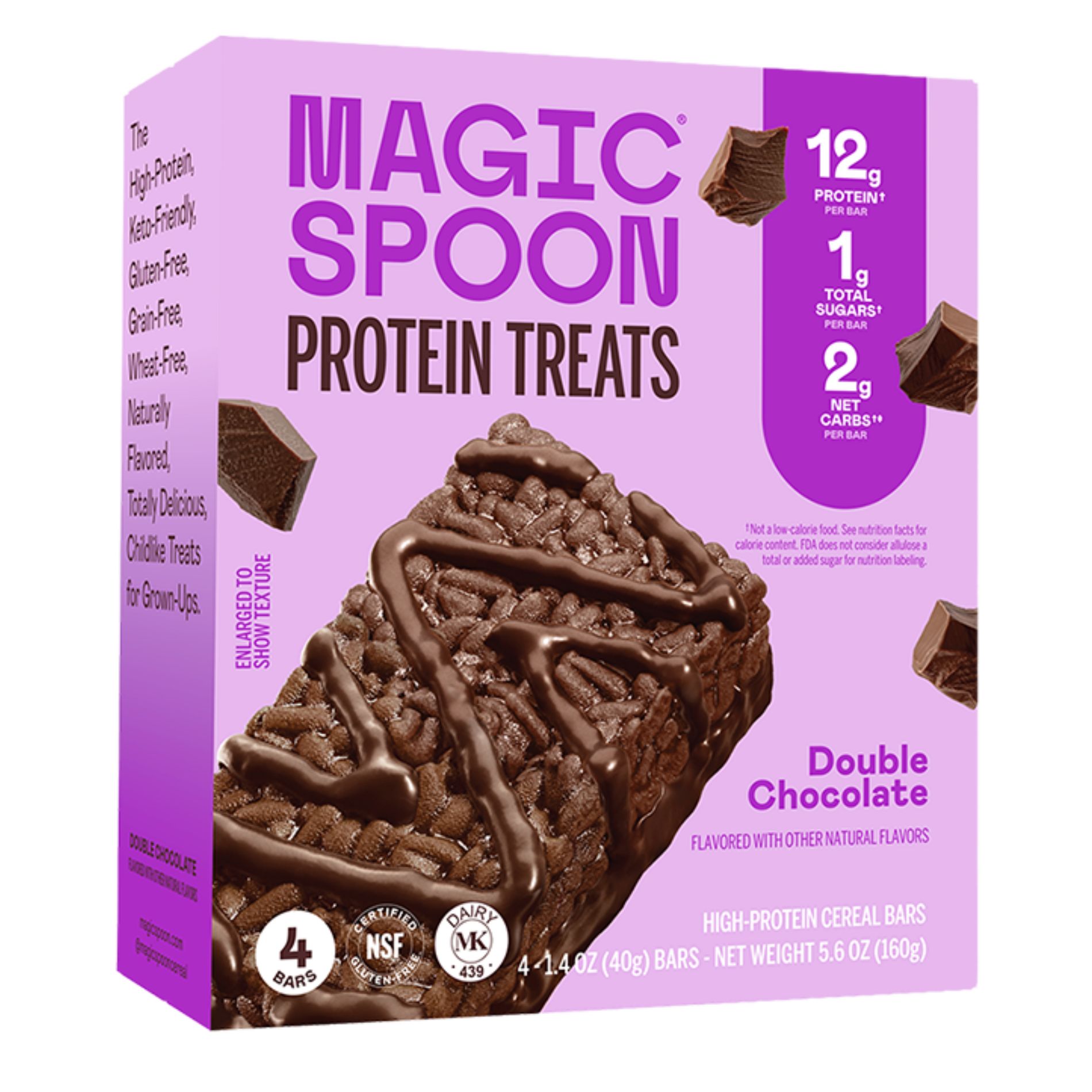 MAGIC SPOON Snack Bars Double Chocolate Treats - 5.6oz/4ct: Crunchy, 12g Protein