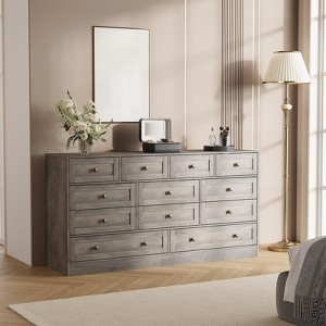 12 Drawer Dresser for Bedroom, 61"W Wood Chest of Drawers with Metal Handles, TV Stand Dresser for TVs UP to 65", Clothes Storage Organizer - 1 of 4
