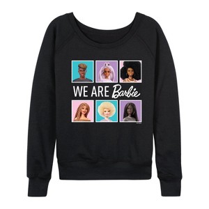 Women's - Barbie - We Are All Barbie Lightweight French Terry Wide Neck Long Sleeve Shirt - 1 of 4