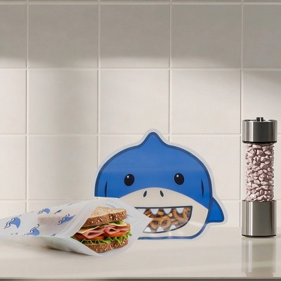 minimatez 2pk Sandwich/Snack Reusable Food Storage Bags Shark