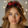 Wrapables Wide Knotted Christmas Headbands for Women, Plaid Holiday Hair Accessories, 2pc Red/Green - 3 of 4